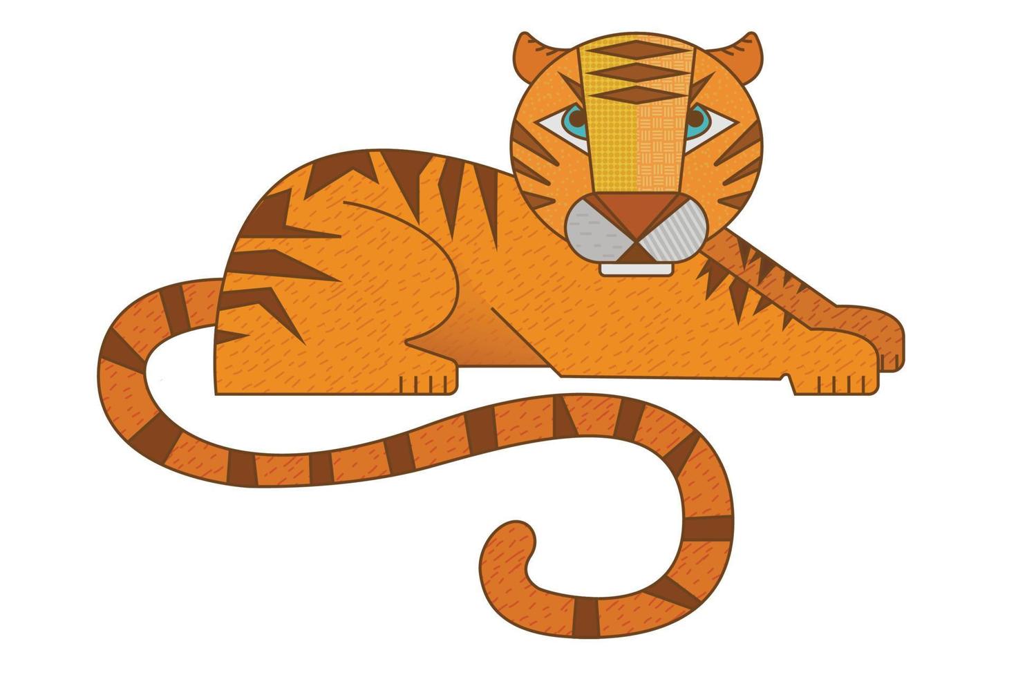 simple tiger, wild animal, symbol new year 2021 vector