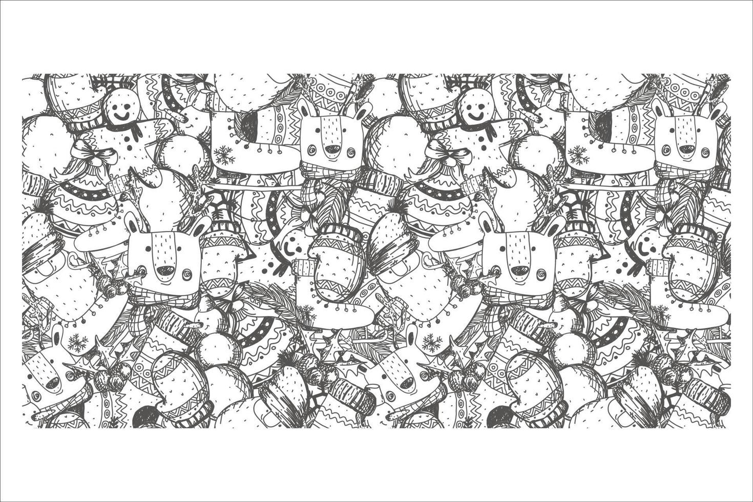 unusaly seamless patern background hand drawn new year with christmas elements vector