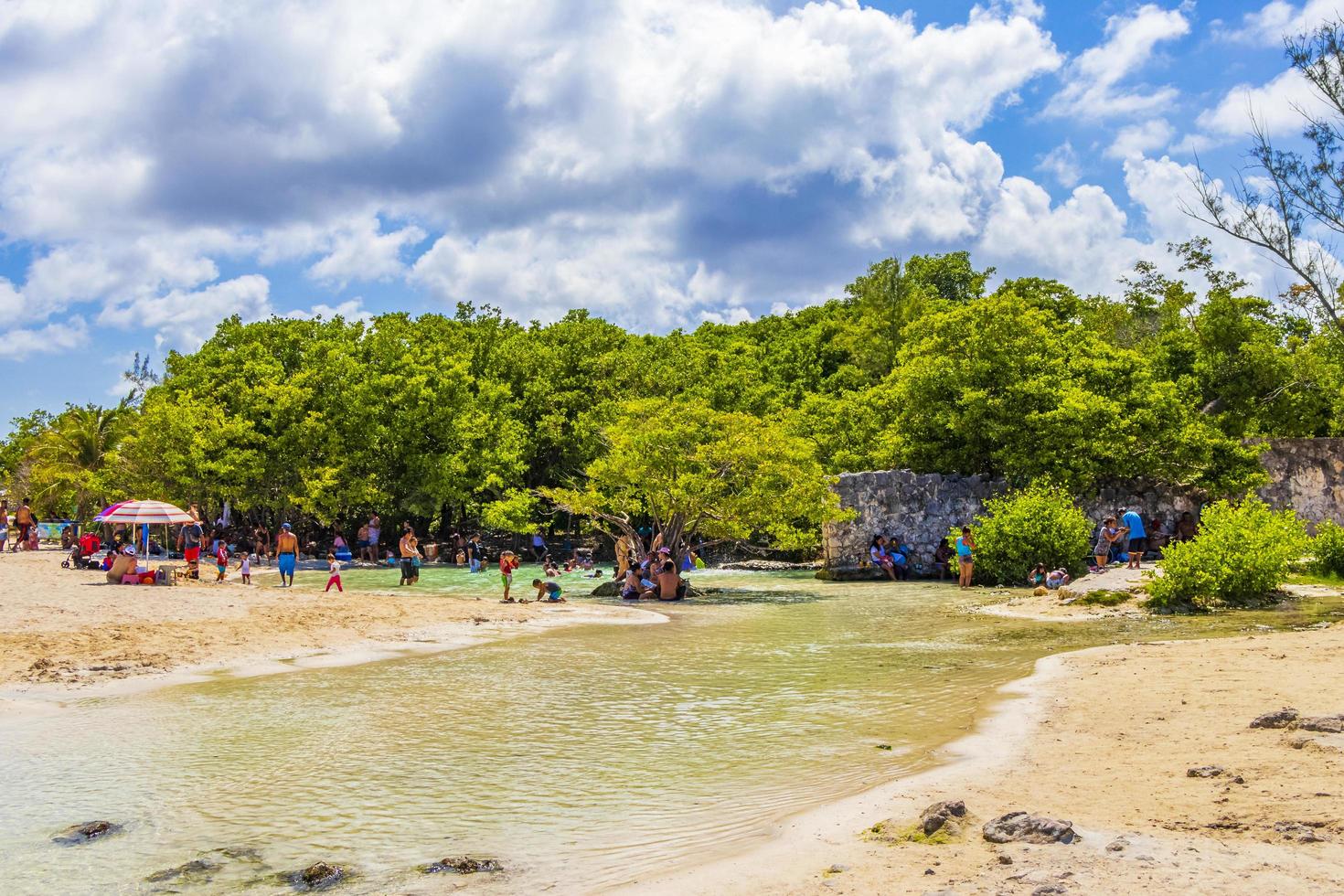 Playa del Carmen Mexico 28. May 2021 Tropical mexican beach cenote Punta Esmeralda Playa del Carmen Mexico. photo