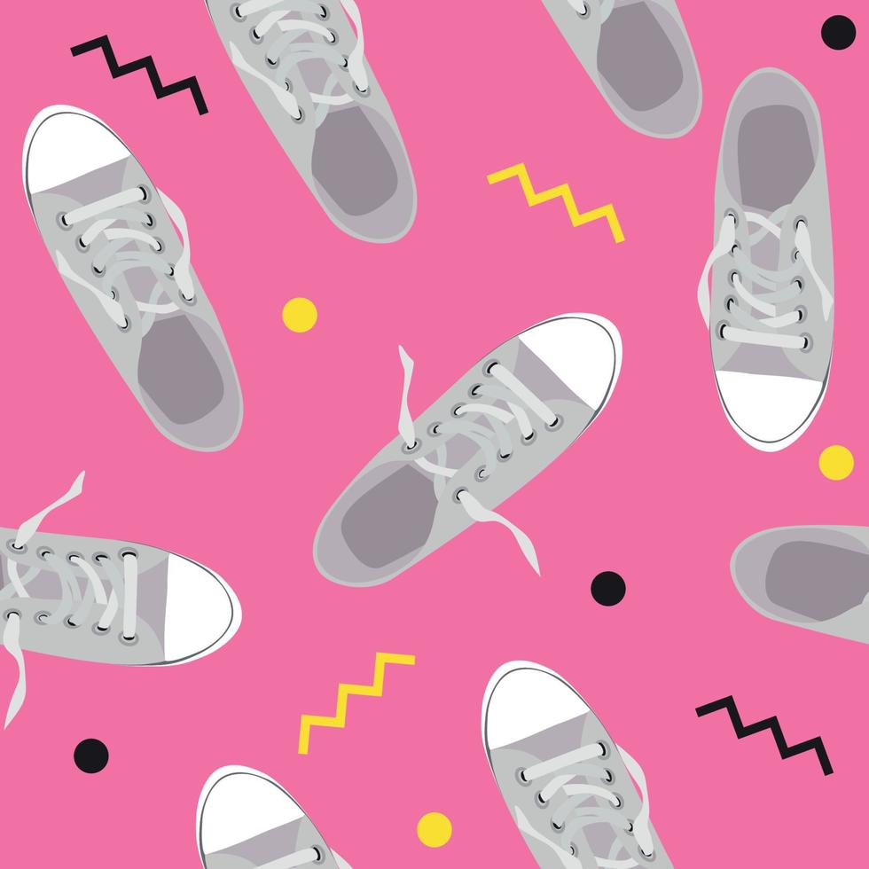 Seamless Pattern with shoes on color background Vector Illustration