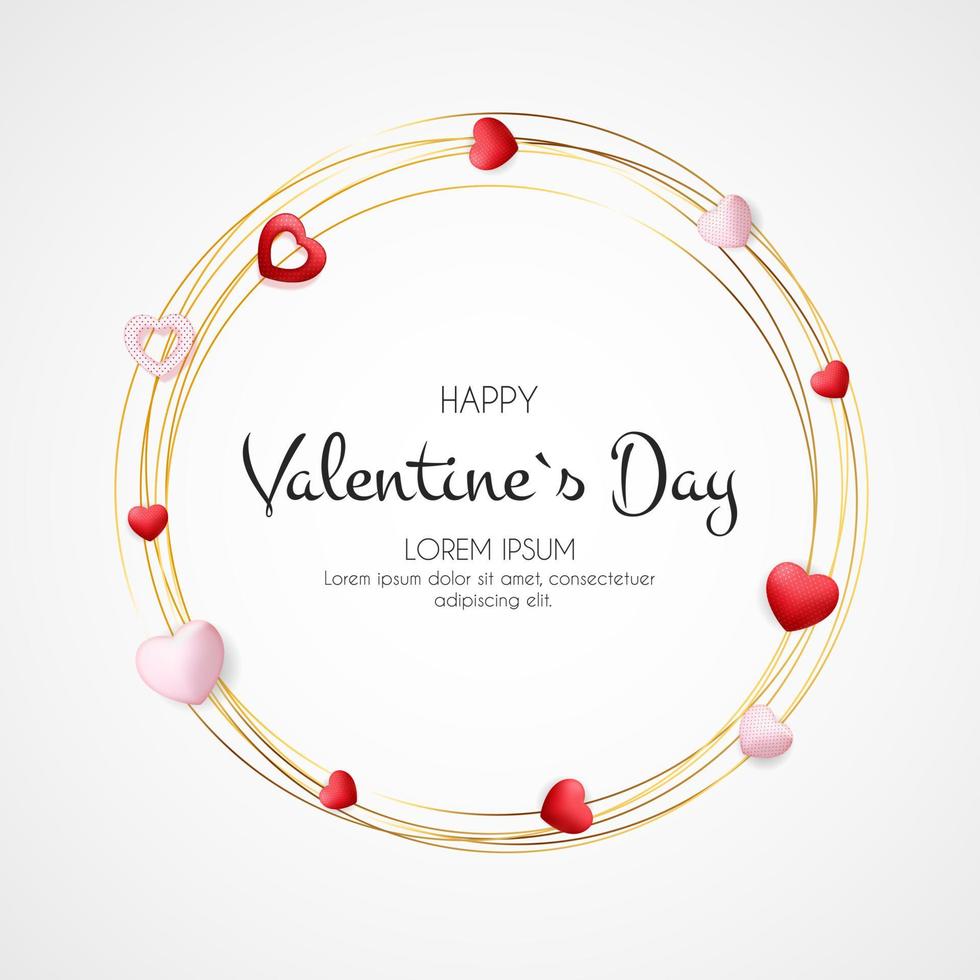 Happy Valentines Day Card with Heart. Vector Illustration