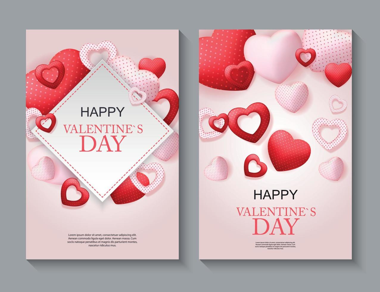 Happy Valentines Day Card with Heart. Vector Illustration