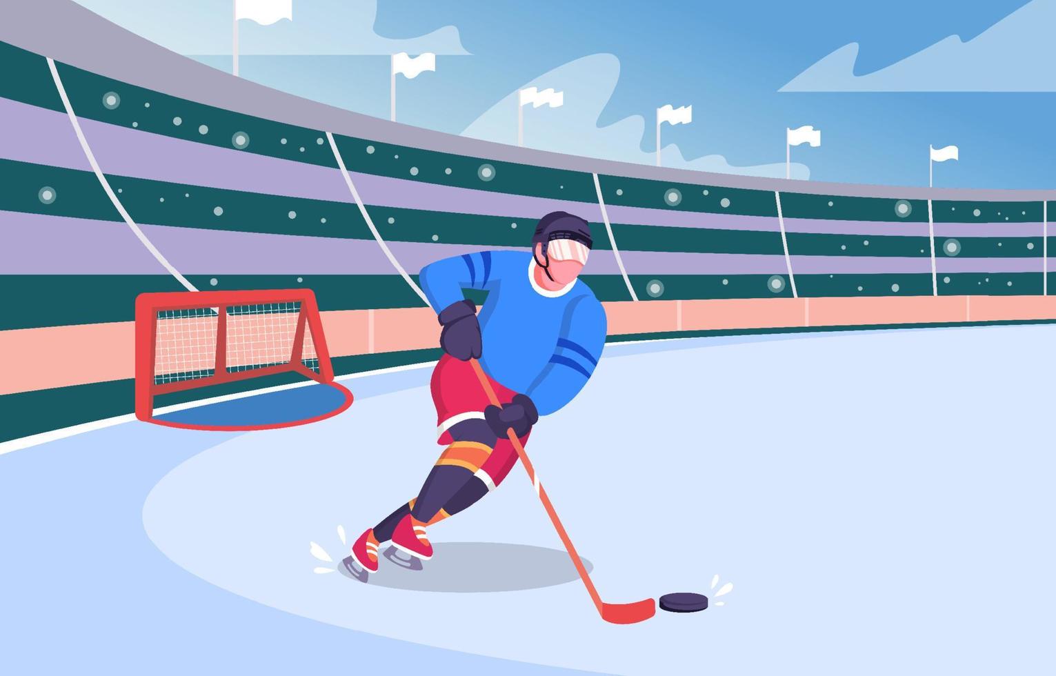 atleta juega hockey en el estadio vector