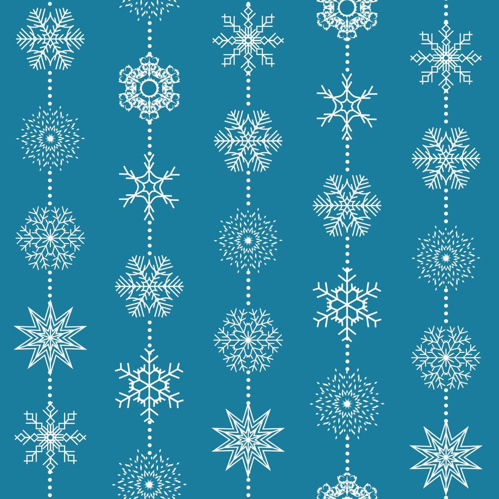 Abstract Christmas and New Year Seamless snowflakes background.  Vector illustration
