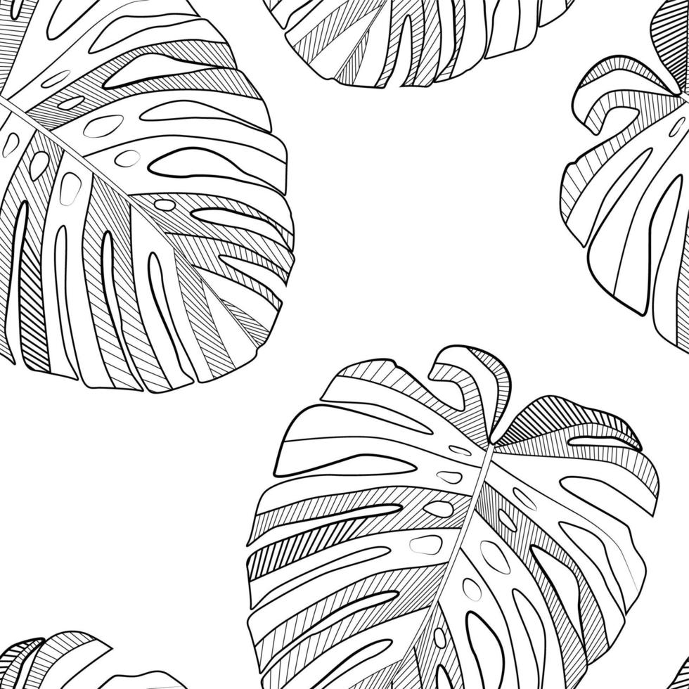 Abstract tropical monstera  leaf seamless pattern background. Vector Illustration