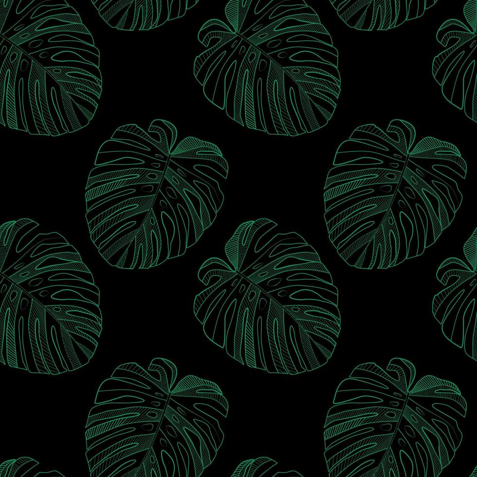 Abstract tropical monstera  leaf seamless pattern background. Vector Illustration