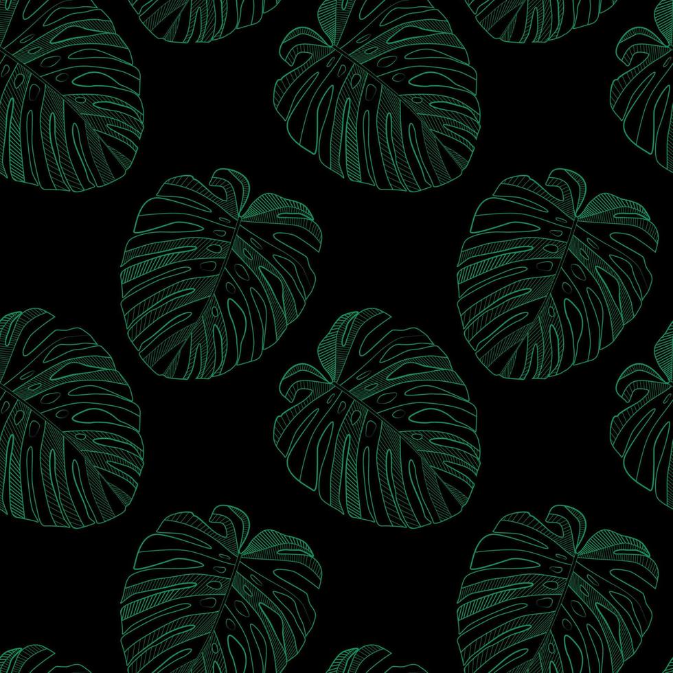 Abstract tropical monstera  leaf seamless pattern background. Vector Illustration