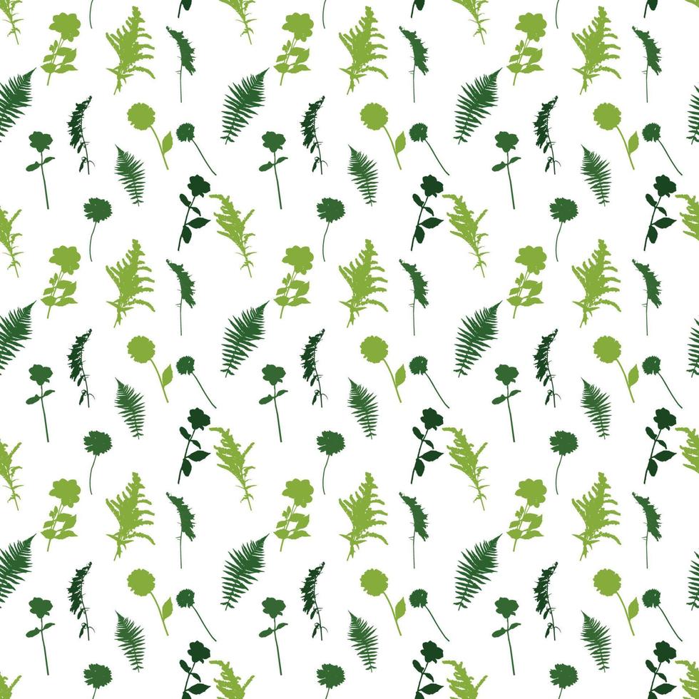 colorido helecho verde ramita y otras plantas de la naturaleza. patrón sin costuras. ilustración vectorial vector