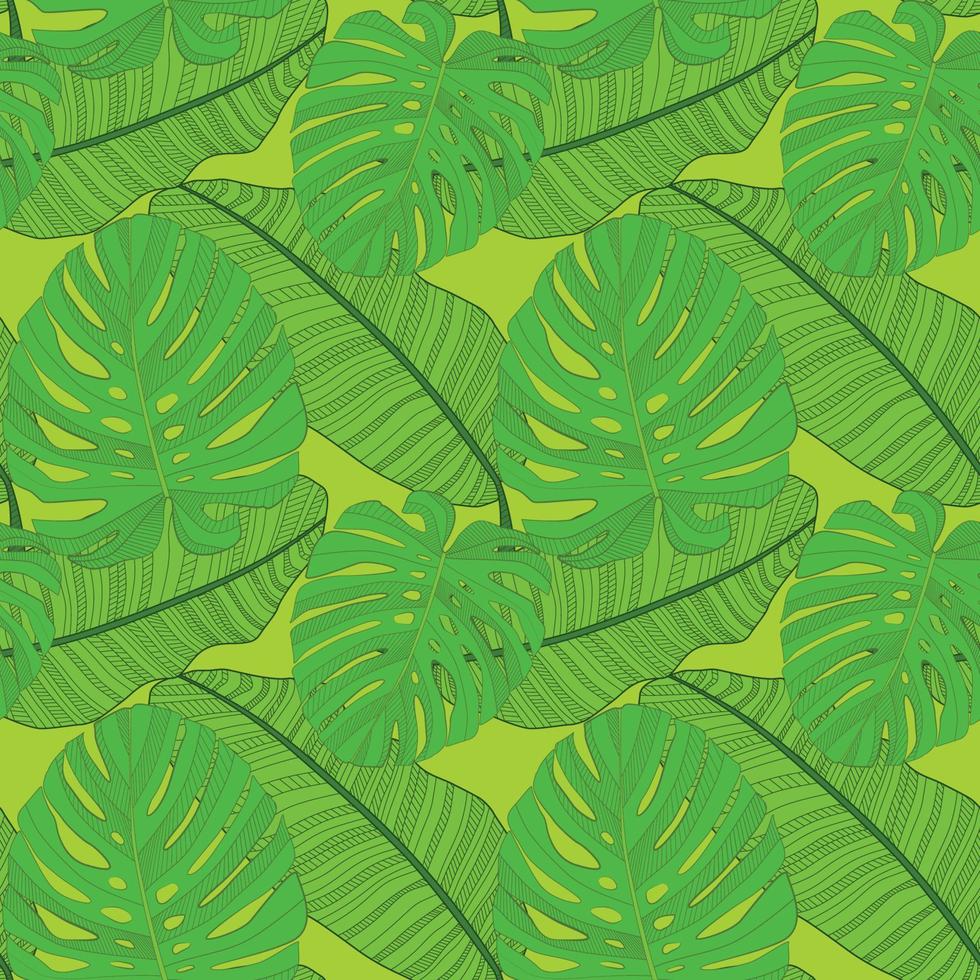 Abstract tropical palm  leaf seamless pattern background. Vector Illustration
