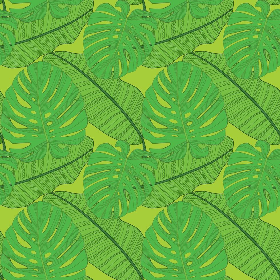 Abstract tropical palm  leaf seamless pattern background. Vector Illustration