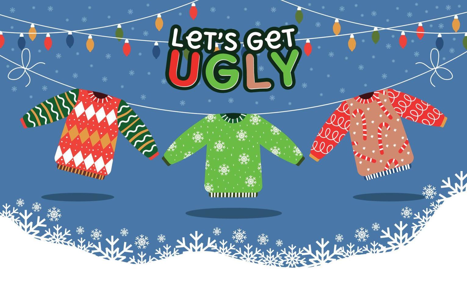 Ugly Sweater with Snow Rain Concept vector