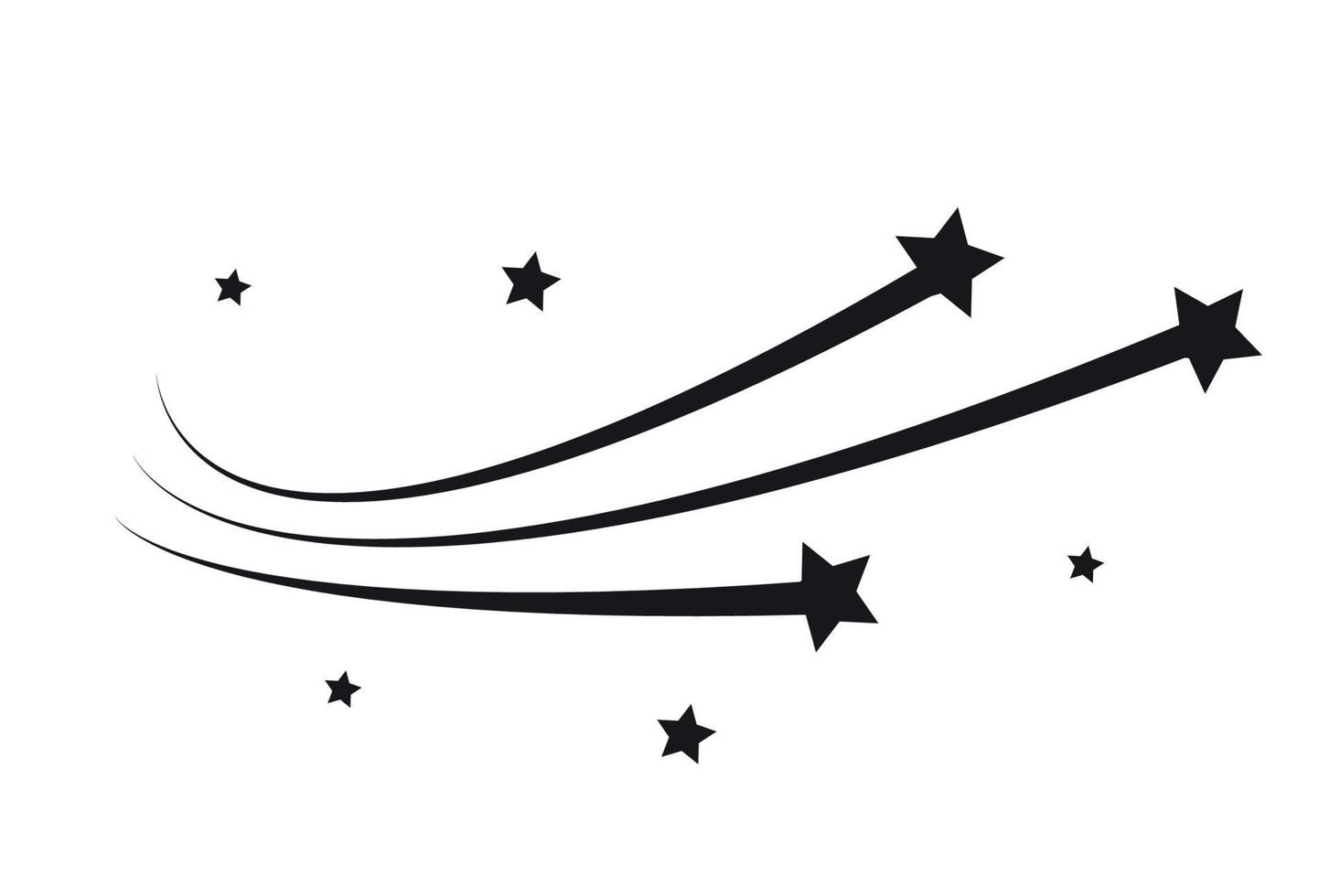 Star trail comet trace  lines on white background. Vector Illustration