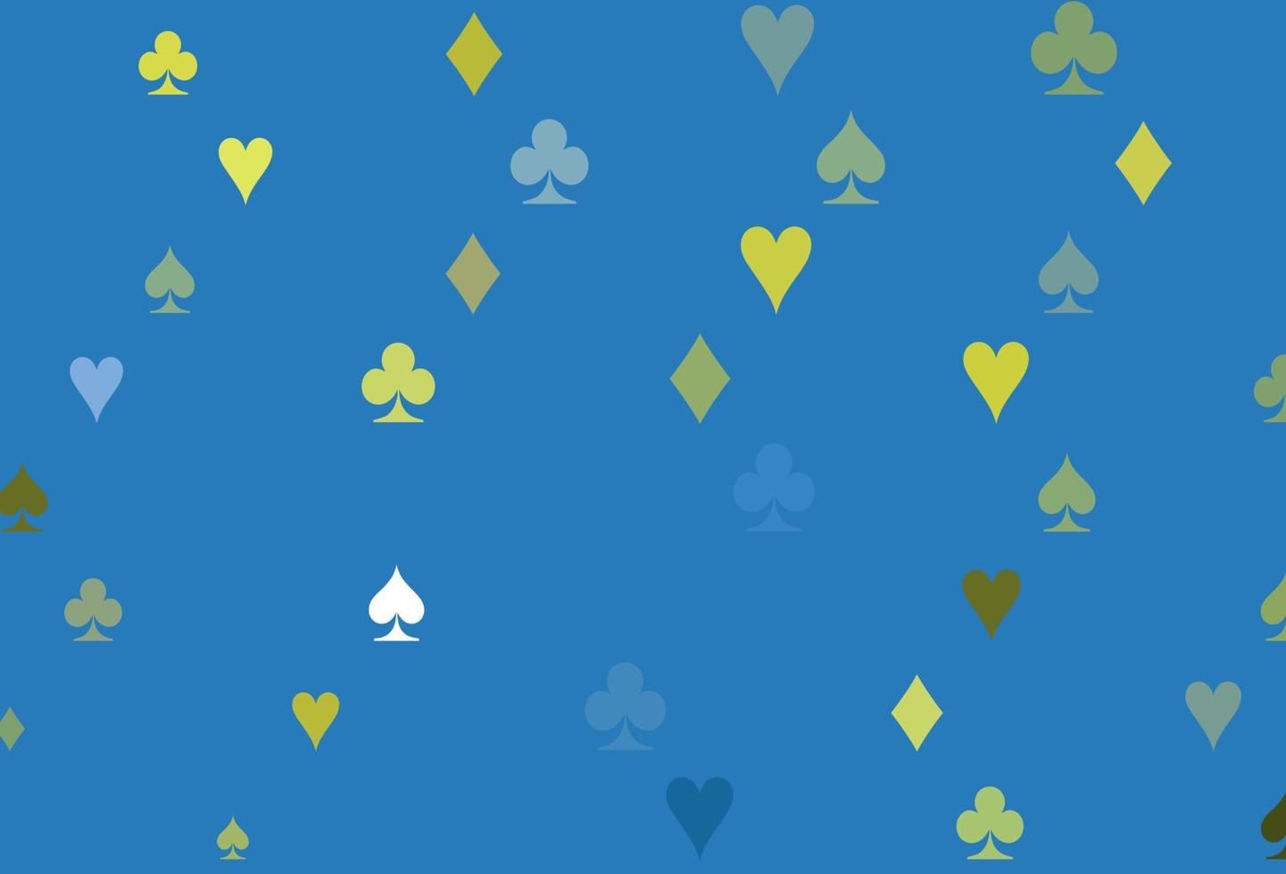 plantilla de vector azul claro, amarillo con símbolos de póquer.