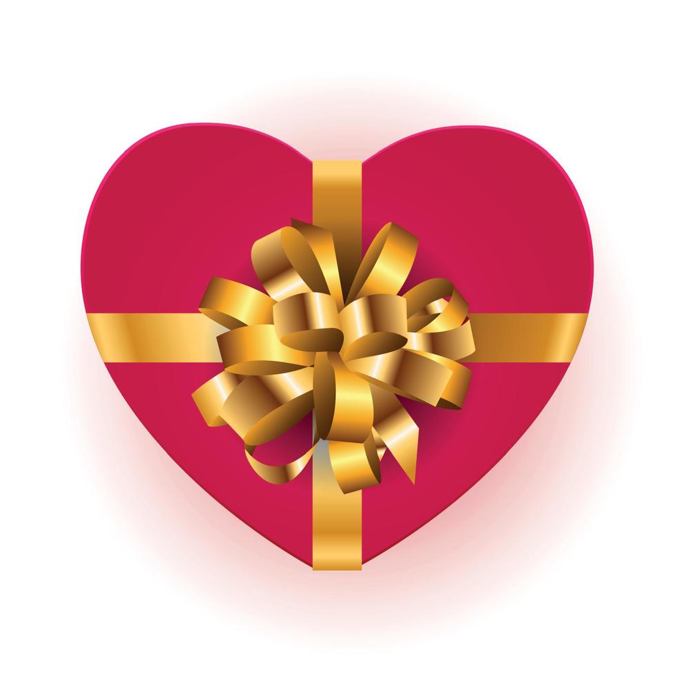 Heart shaped gift box with bow. Vector illustration