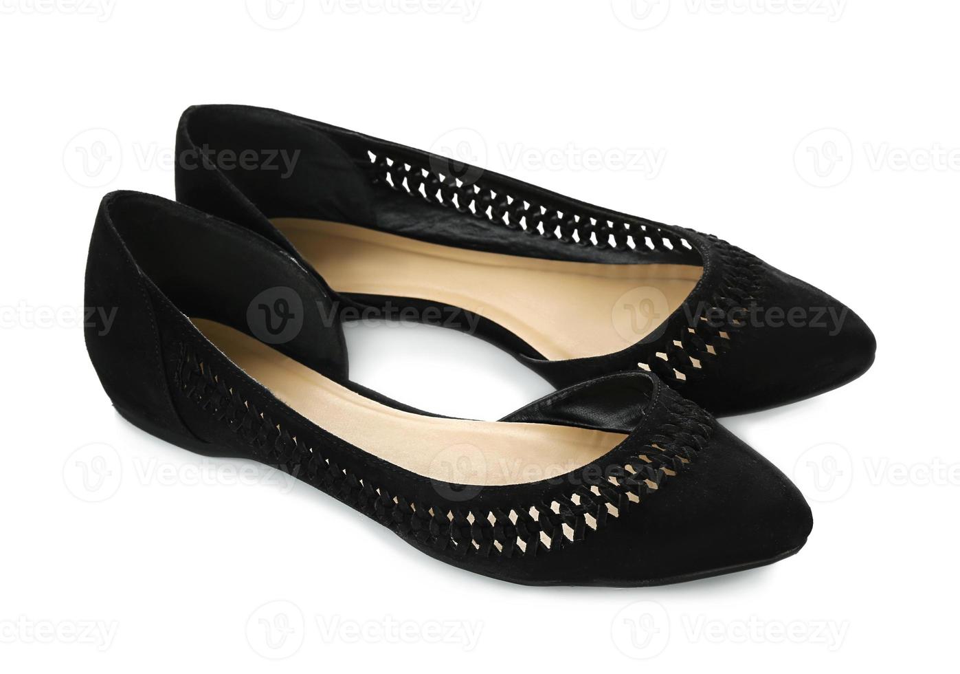 Stylish female shoes on white background photo