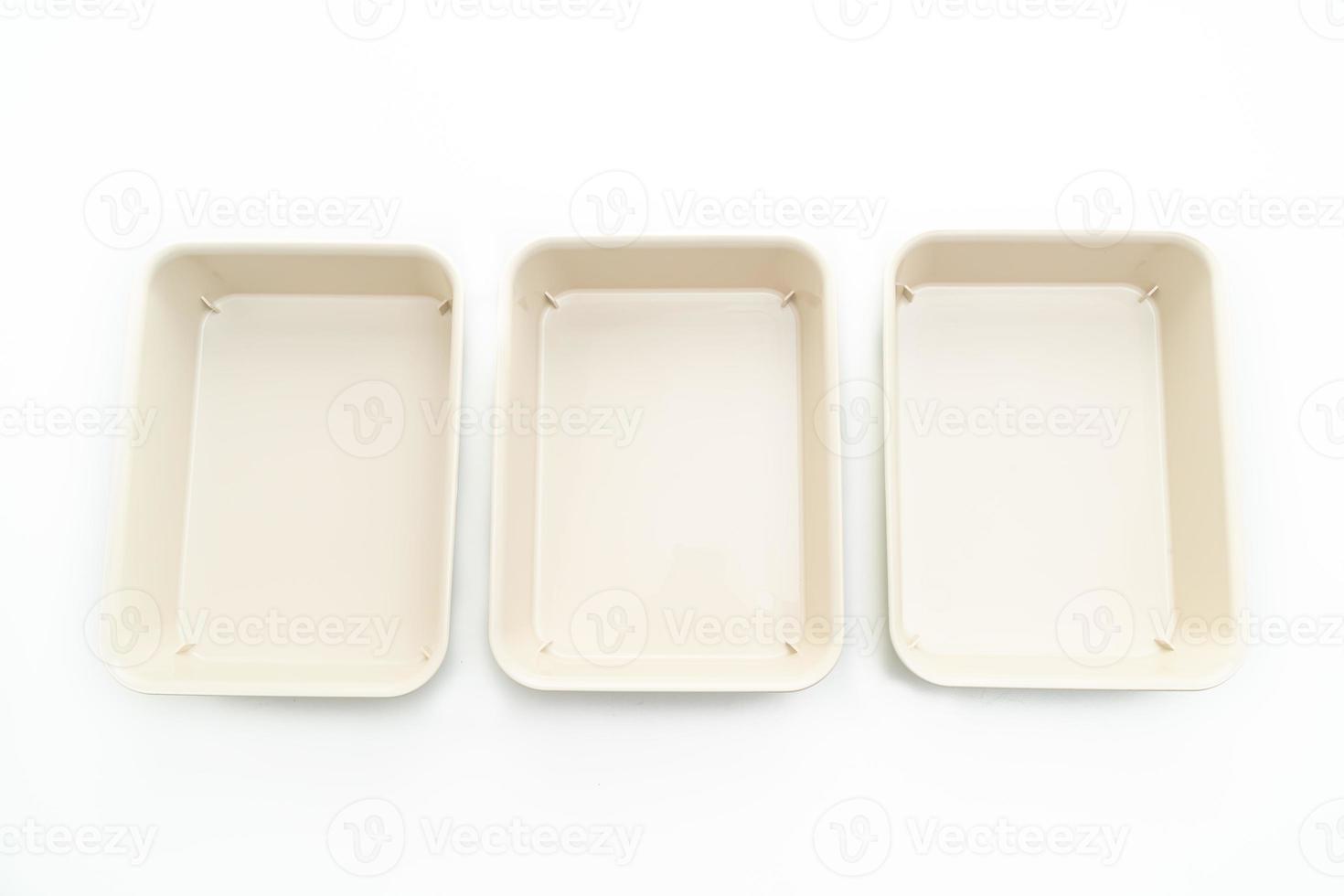 plastic tray or plastic box on white background photo