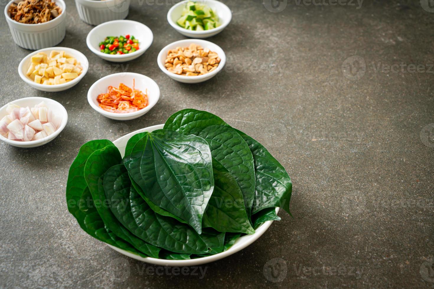 Miang kham A royal leaf wrap appetizer 4520215 Stock Photo at Vecteezy