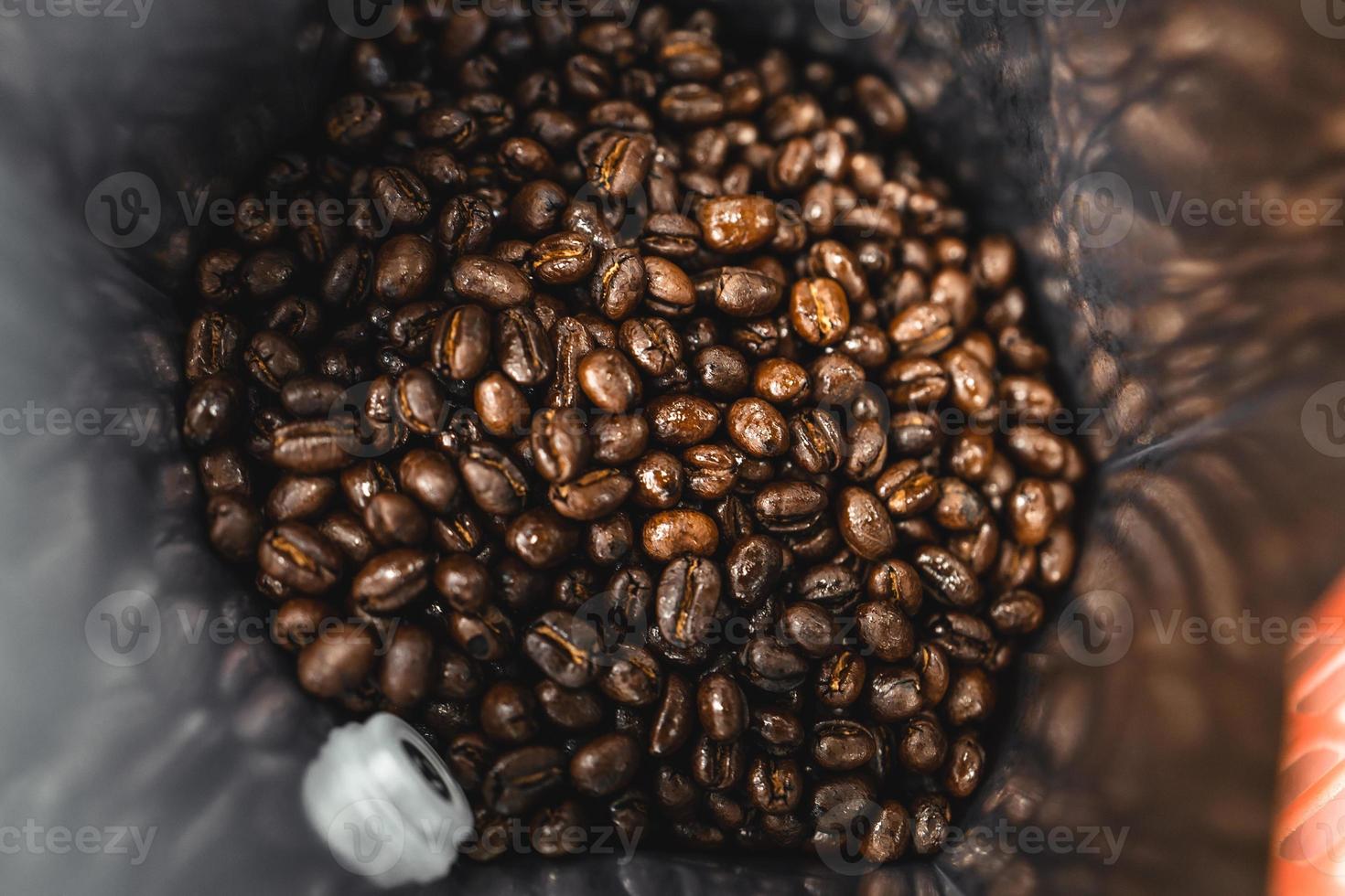 roasted coffee beans in bags photo