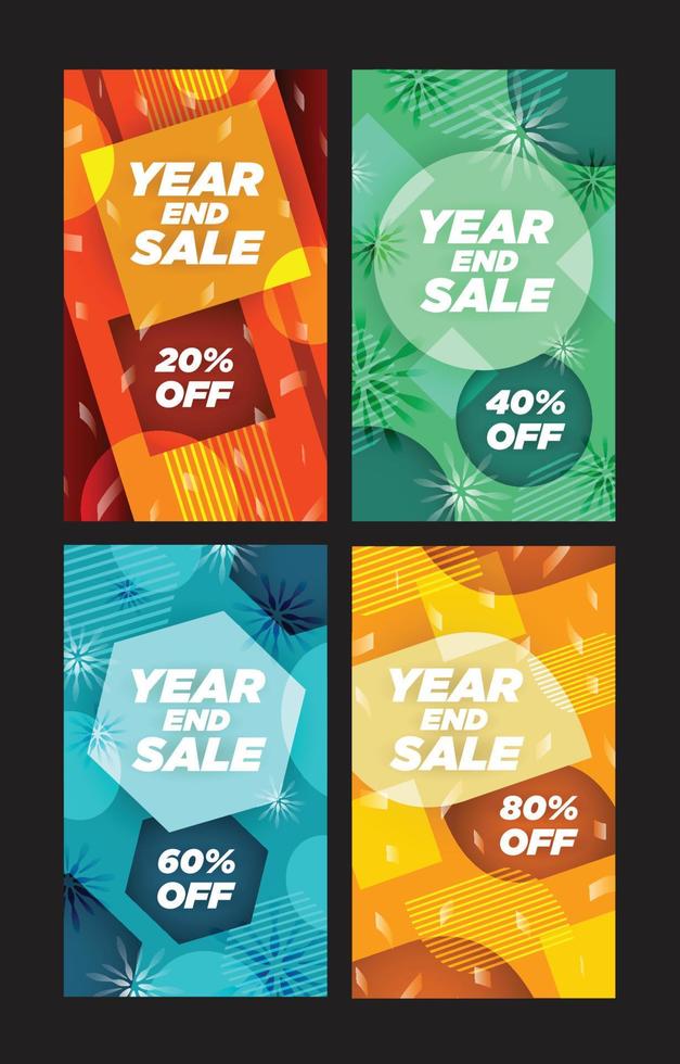 Year End Sale Social Media Story Template Set vector