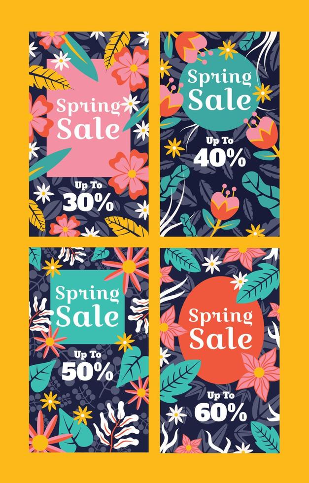 conjunto de plantillas de historia de redes sociales de venta de primavera vector