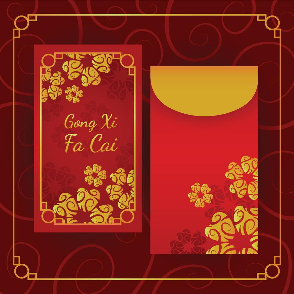 Gong Xi Fa Cai Red Pocket Background Template vector