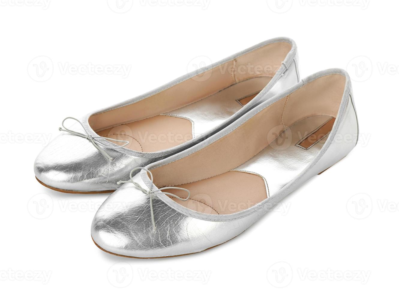 Stylish female shoes on white background photo