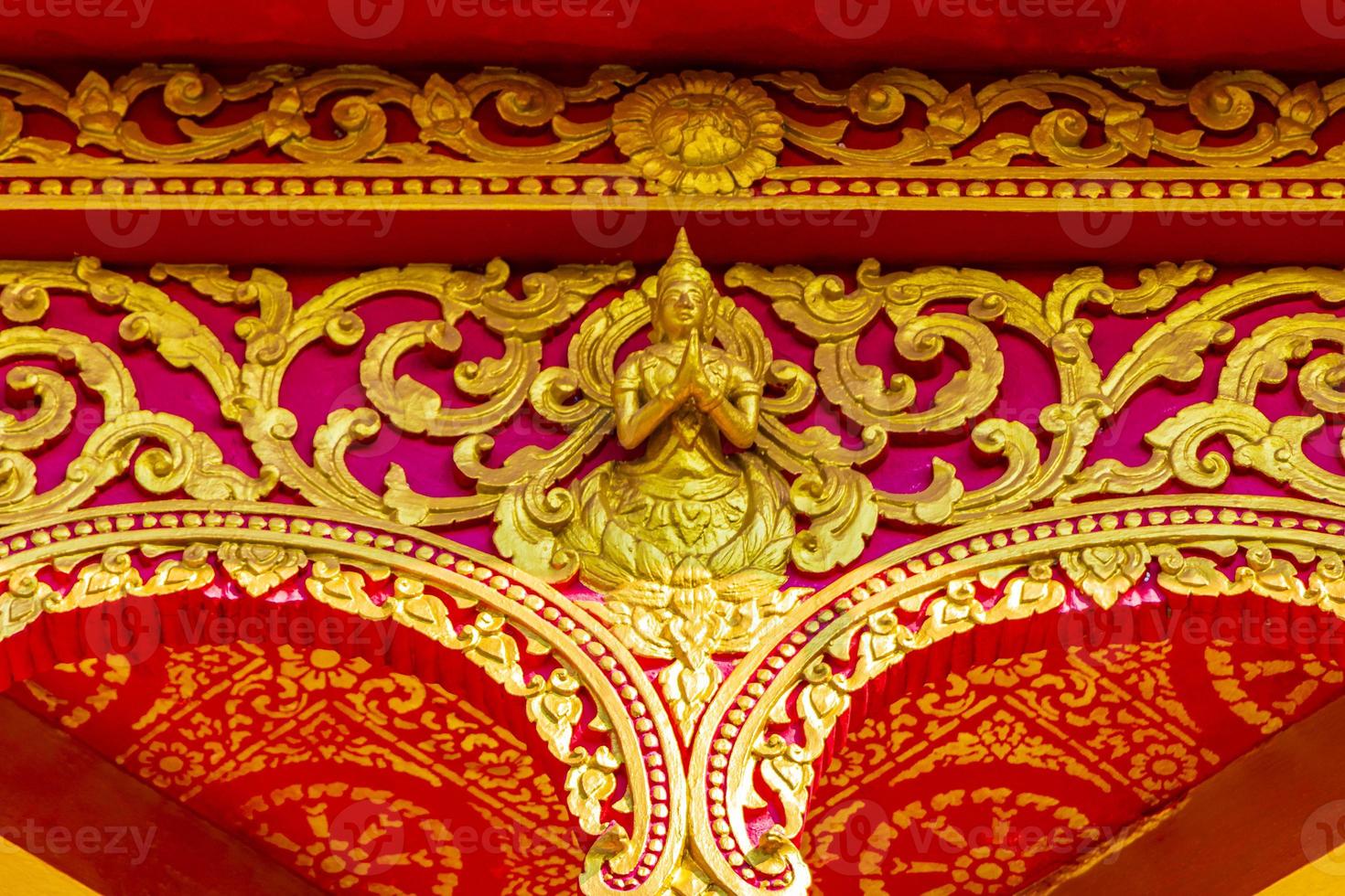 Wat Phol Phao buddhist temple details architecture Luang Prabang Laos. photo