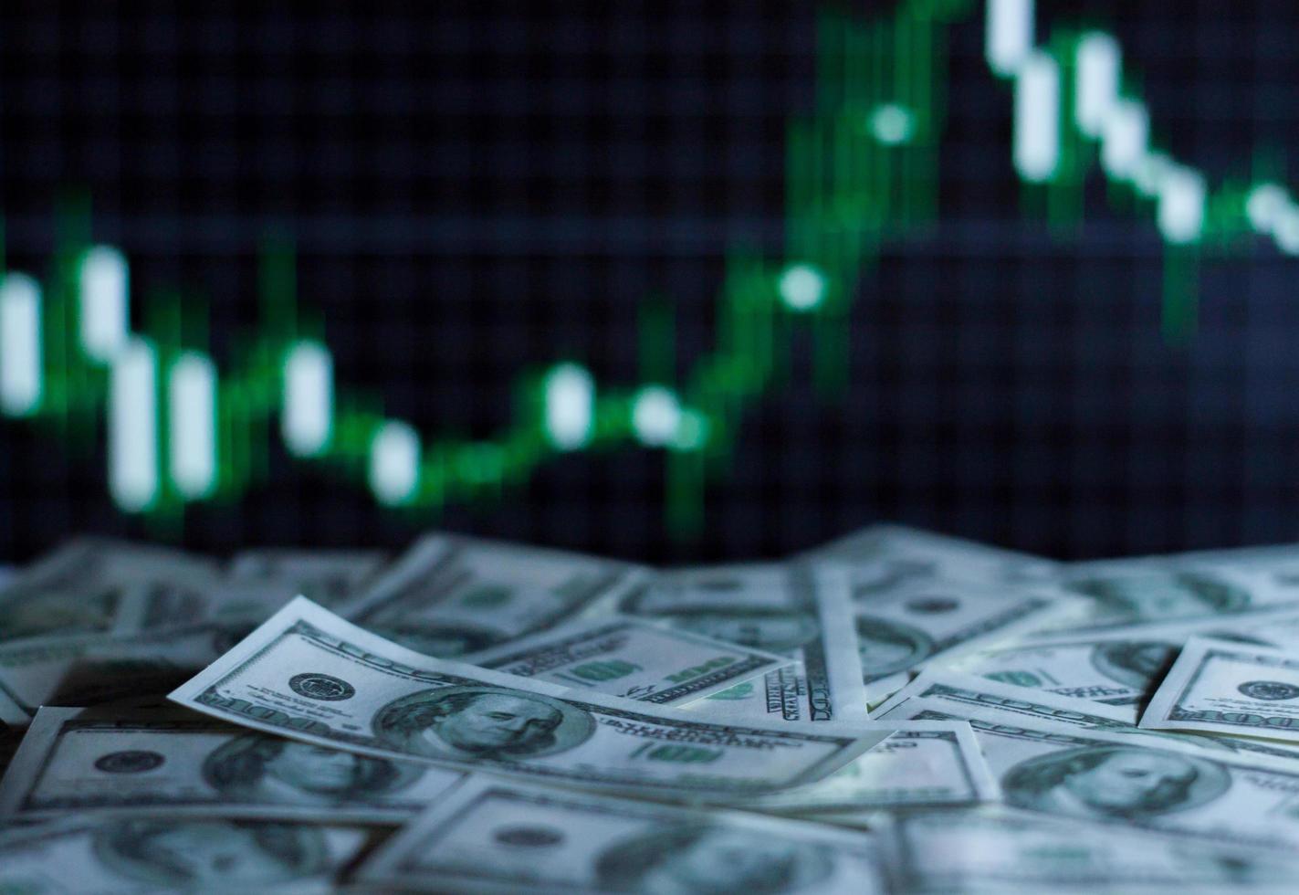 Dollar bills with exchange rates on background. 4523061 Stock Photo at
