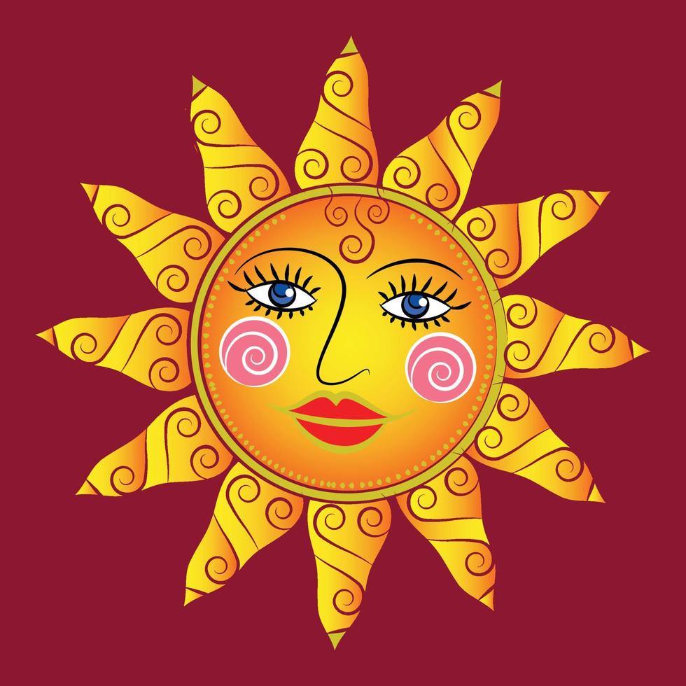 God Surya or sun in Indian folk art Pinguli style. for textile printing, logo, wallpaper vector