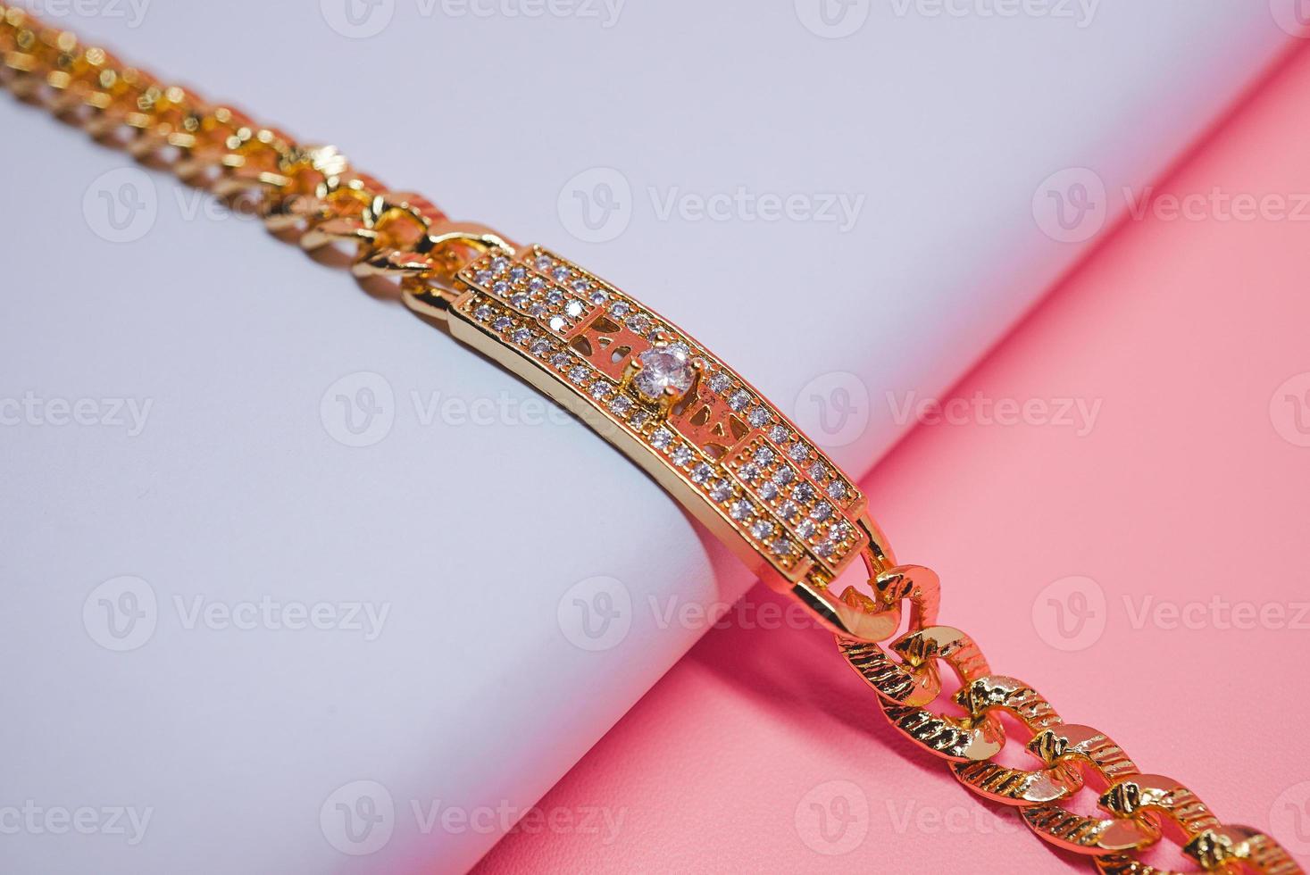 photo of women's square bracelet decorated with diamond gems