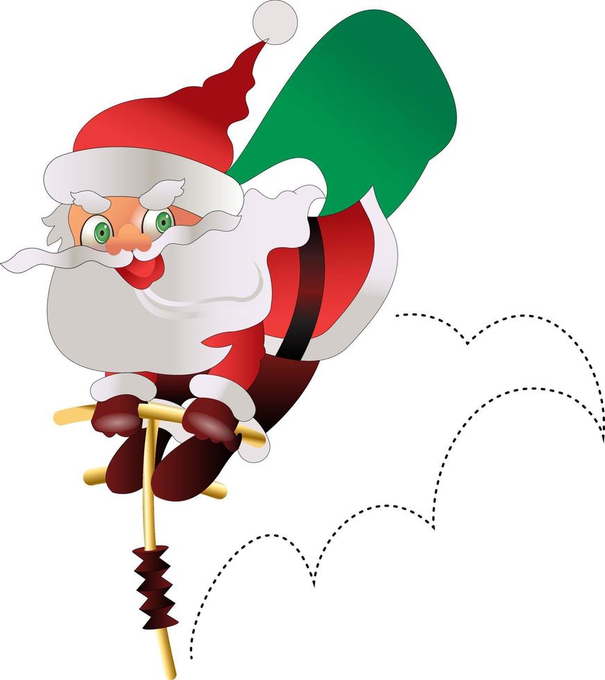 Cute Santa Claus Having a joy ride. Vector illustration