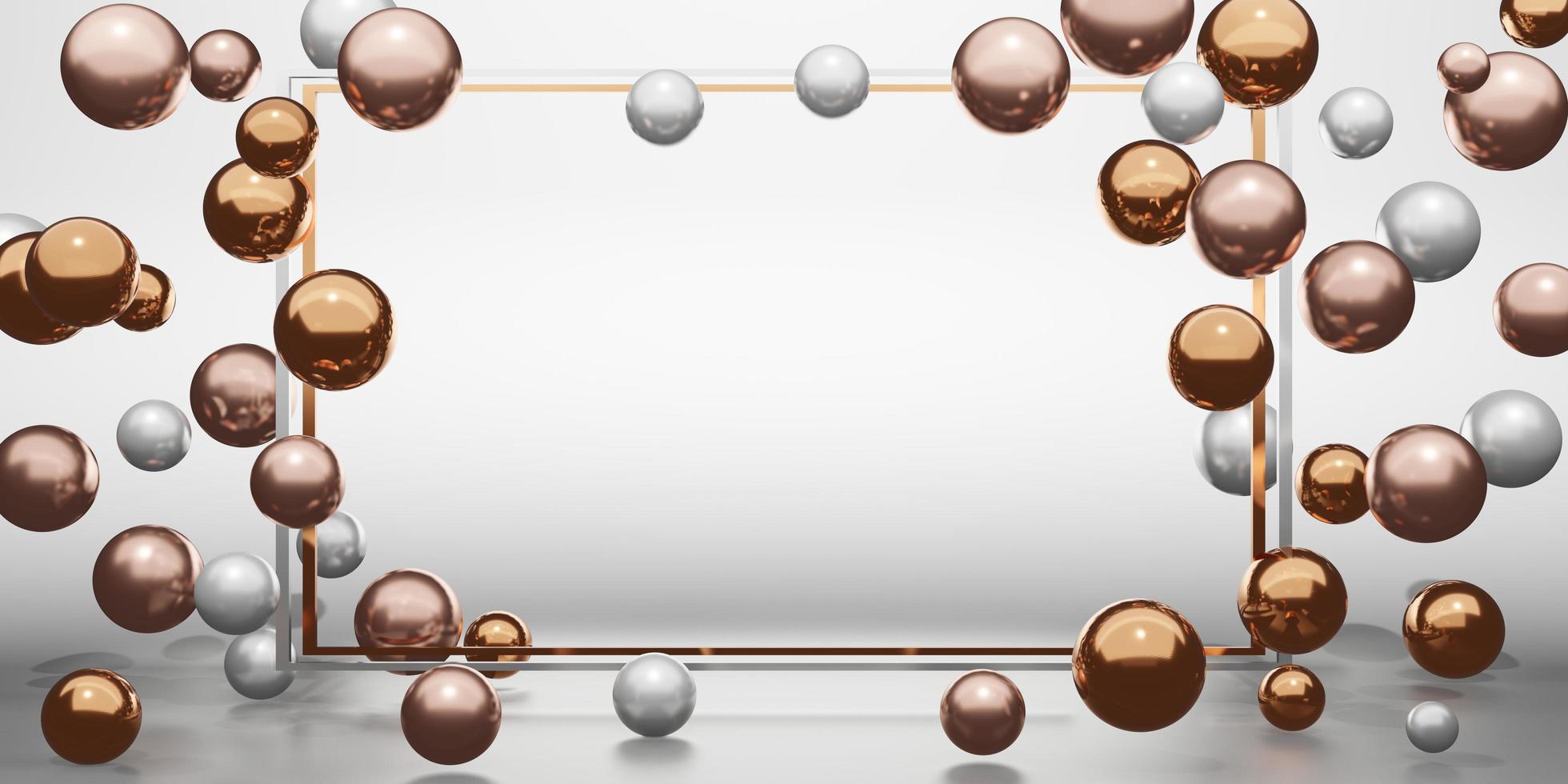 Text frames and display frames Surrounded by glass beads pearls colorful beads 3D illustration photo