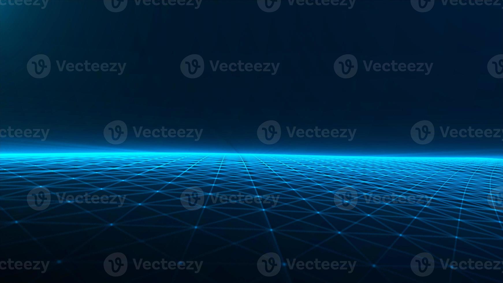 Abstract network technology concept. 3d illustration background . Abstract digital landscape with particles dots photo