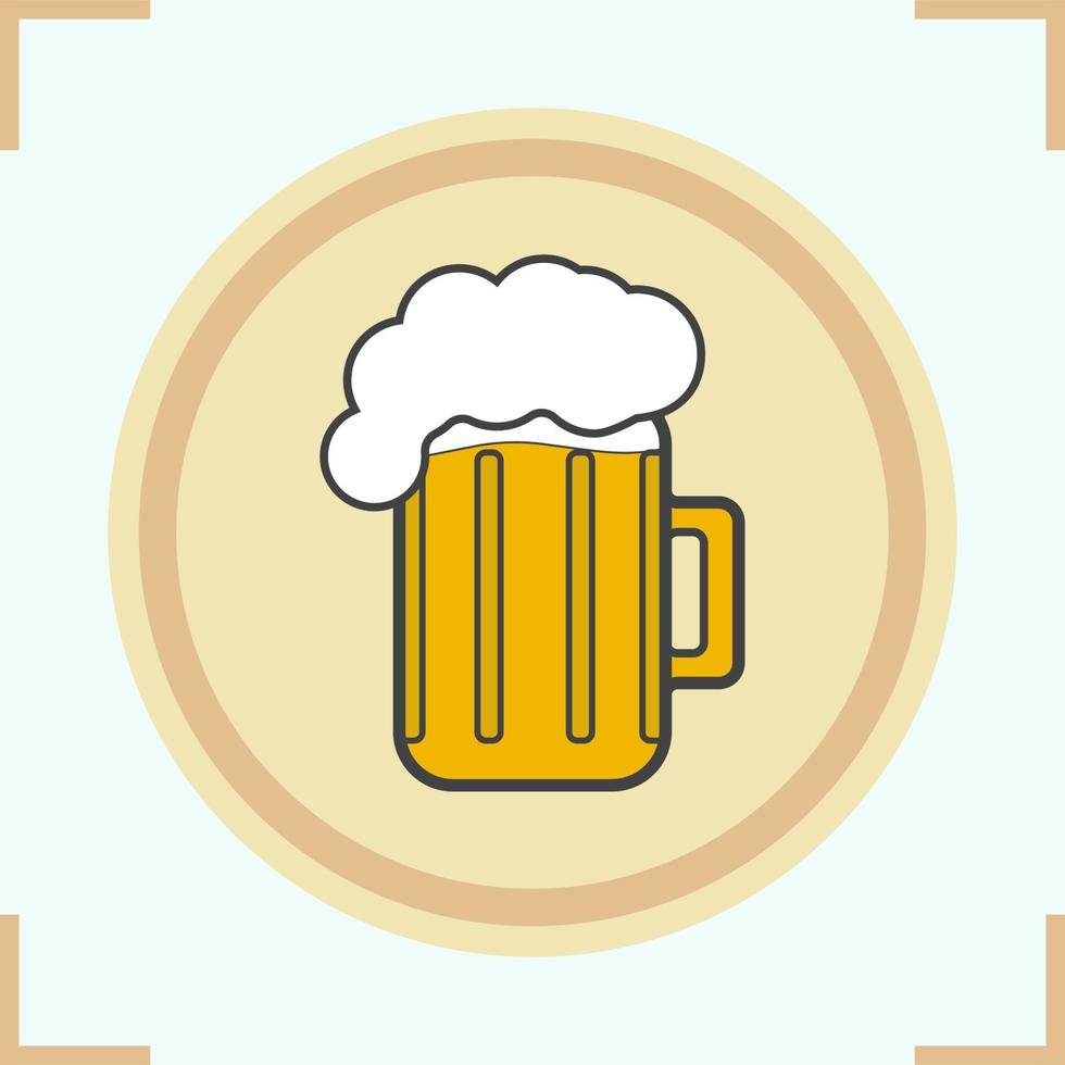 Foamy beer mug color icon. Pub emblem. Vector isolated illustration