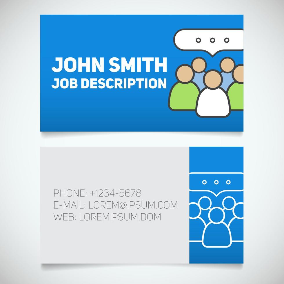 Business card print template with communication logo. Conference. Stationery design concept. Vector illustration