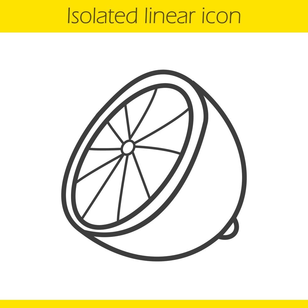 Lemon linear icon. Lime thin line illustration. Cutted lemon contour symbol. Vector isolated outline drawing