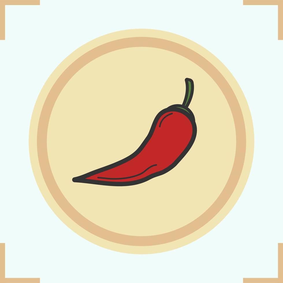 Red hot chili pepper color icon. Vector isolated illustration