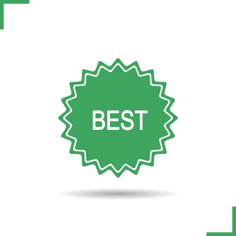 Best green product sticker icon. Drop shadow silhouette symbol. Supermarket special offer. Negative space. Vector isolated illustration
