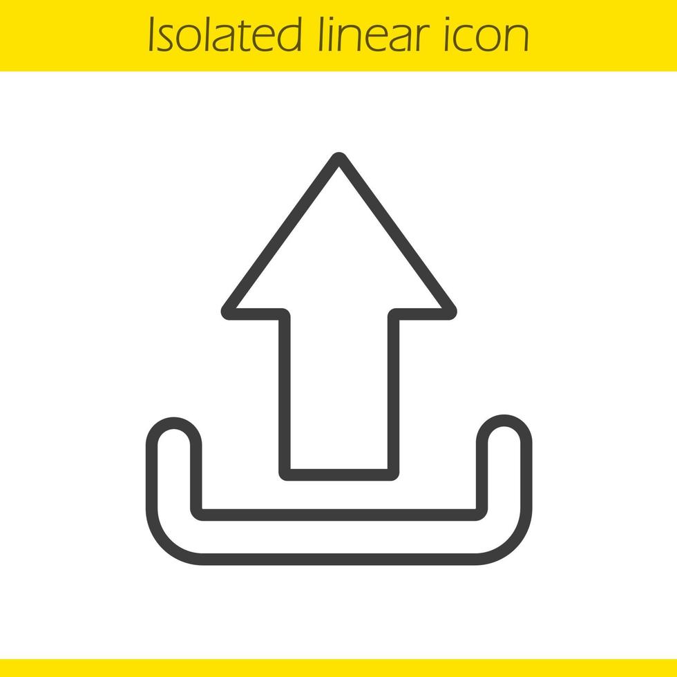 Upload arrow linear icon. Thin line illustration. Files uploading contour symbol. Vector isolated outline drawing