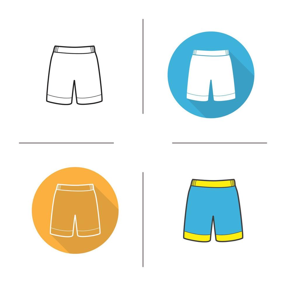 Shorts icon. Flat design, linear and color styles. Blue swimming trunks. Isolated vector illustrations