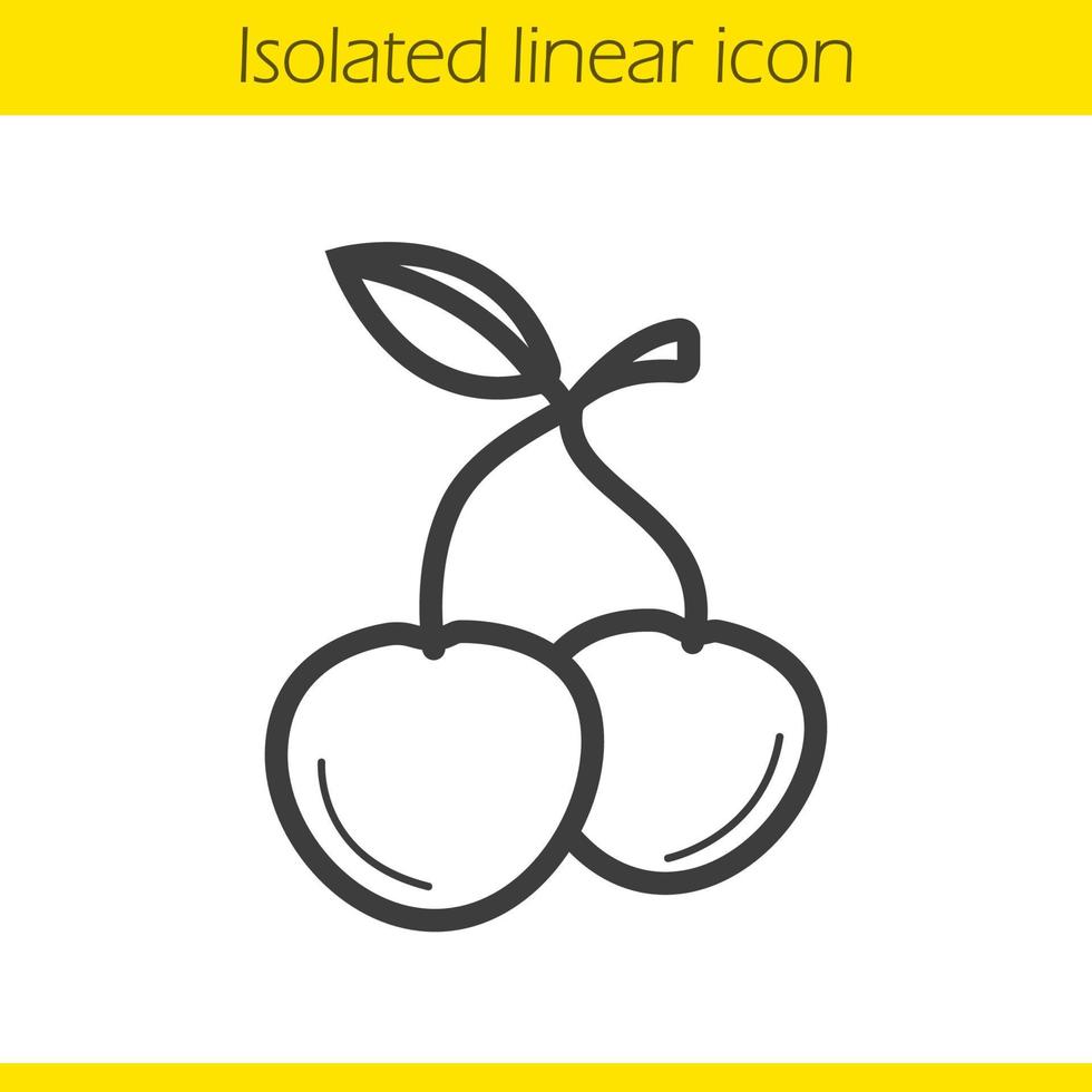 icono lineal de cerezas. Ilustración de línea fina. símbolo de contorno. dibujo de contorno aislado vectorial vector