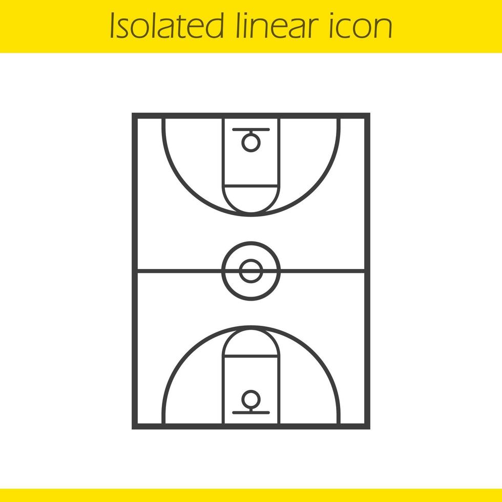 Basketball field linear icon. Thin line illustration. Contour symbol. Vector isolated outline drawing