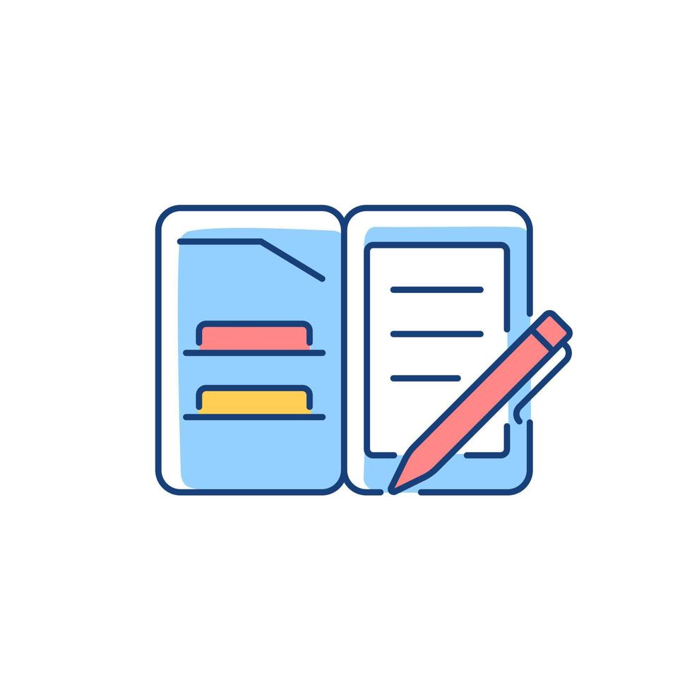 Portfolio folder RGB color icon. Keeping paper documents safely. Carrying papers and drawings in case. Keep office, school documents organized. Isolated vector illustration. Simple filled line drawing