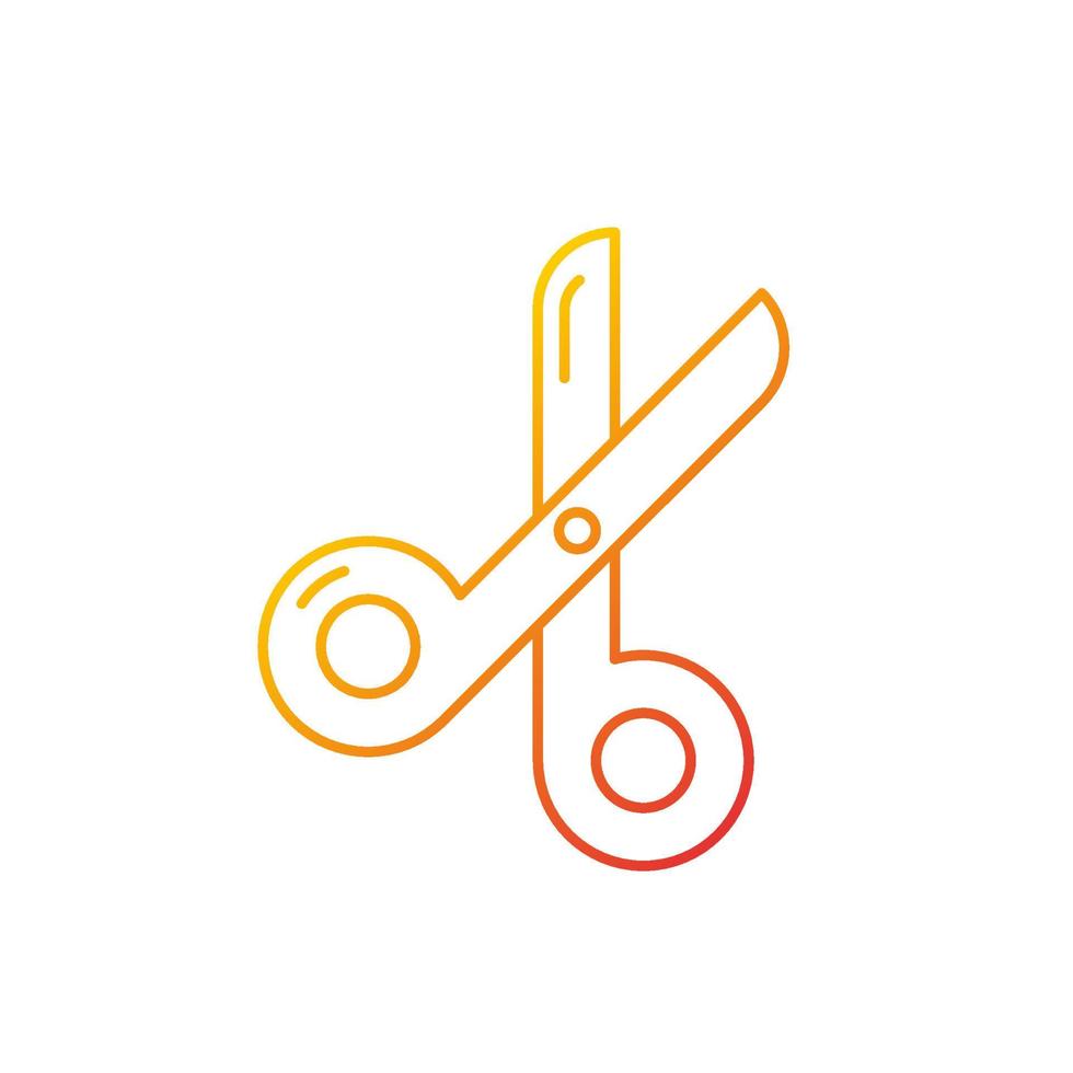 Scissors gradient linear vector icon. Paper cutting tool. Office shearing equipment. Stationery for school. Thin line color symbol. Modern style pictogram. Vector isolated outline drawing