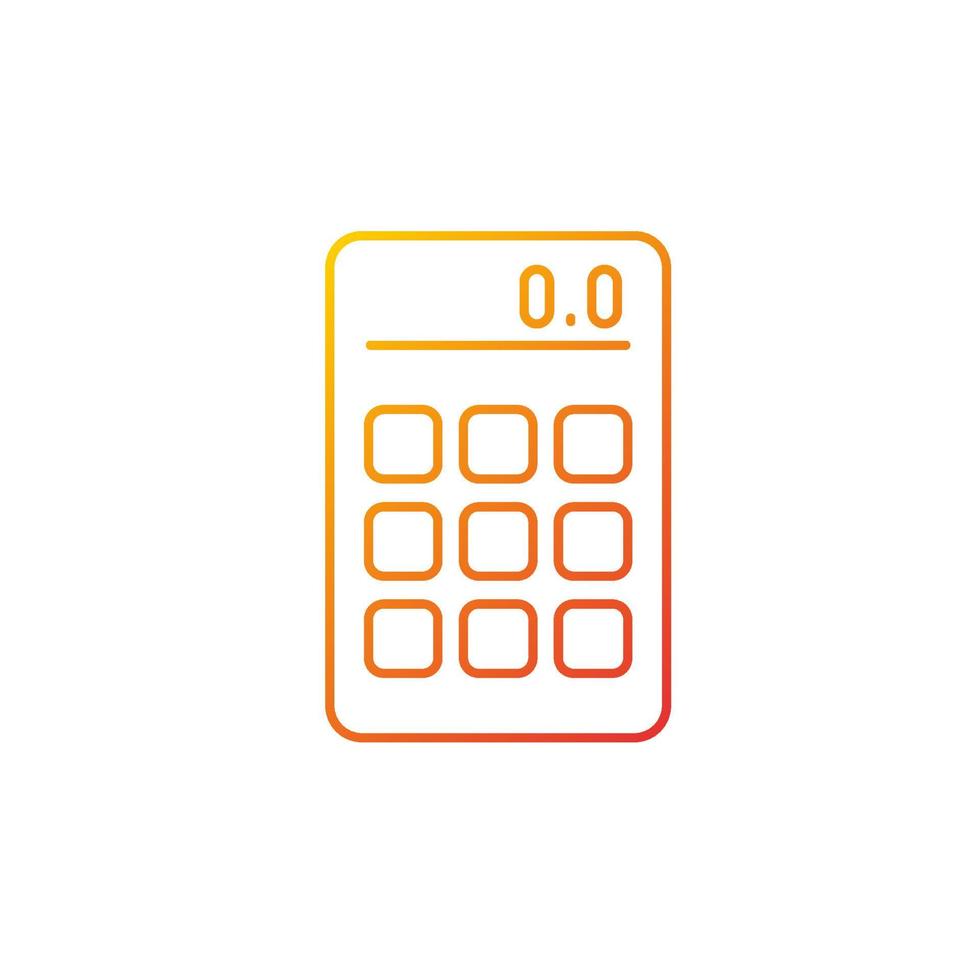 Calculator gradient linear vector icon. Math operations. Portable electronic device. Hand-held tool for school. Thin line color symbol. Modern style pictogram. Vector isolated outline drawing
