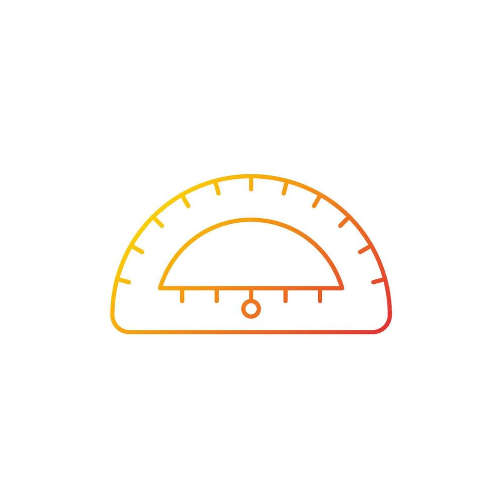 Protractor gradient linear vector icon. Instrument for constructing, measuring angles. Simple half-disc. Thin line color symbol. Modern style pictogram. Vector isolated outline drawing