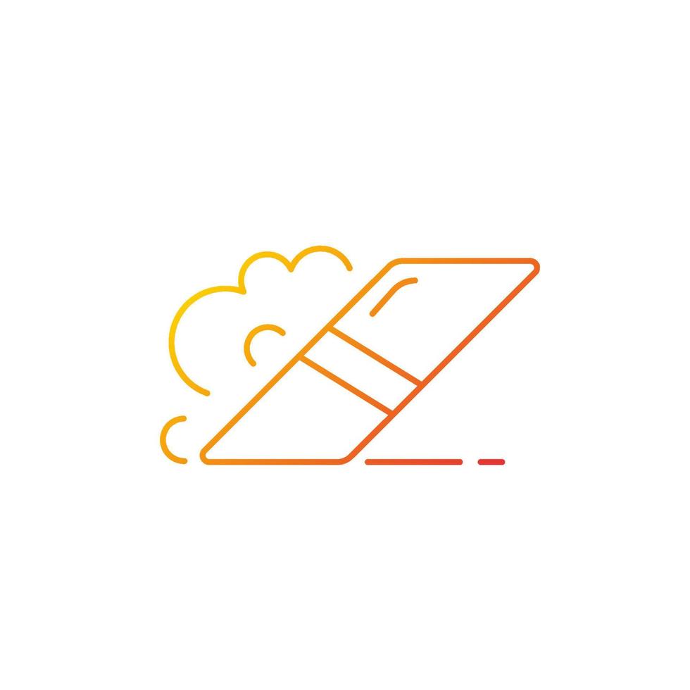 Eraser gradient linear vector icon. Item for rubbing away pencil marks from paper. Scraping off ink. Artistic use. Thin line color symbol. Modern style pictogram. Vector isolated outline drawing