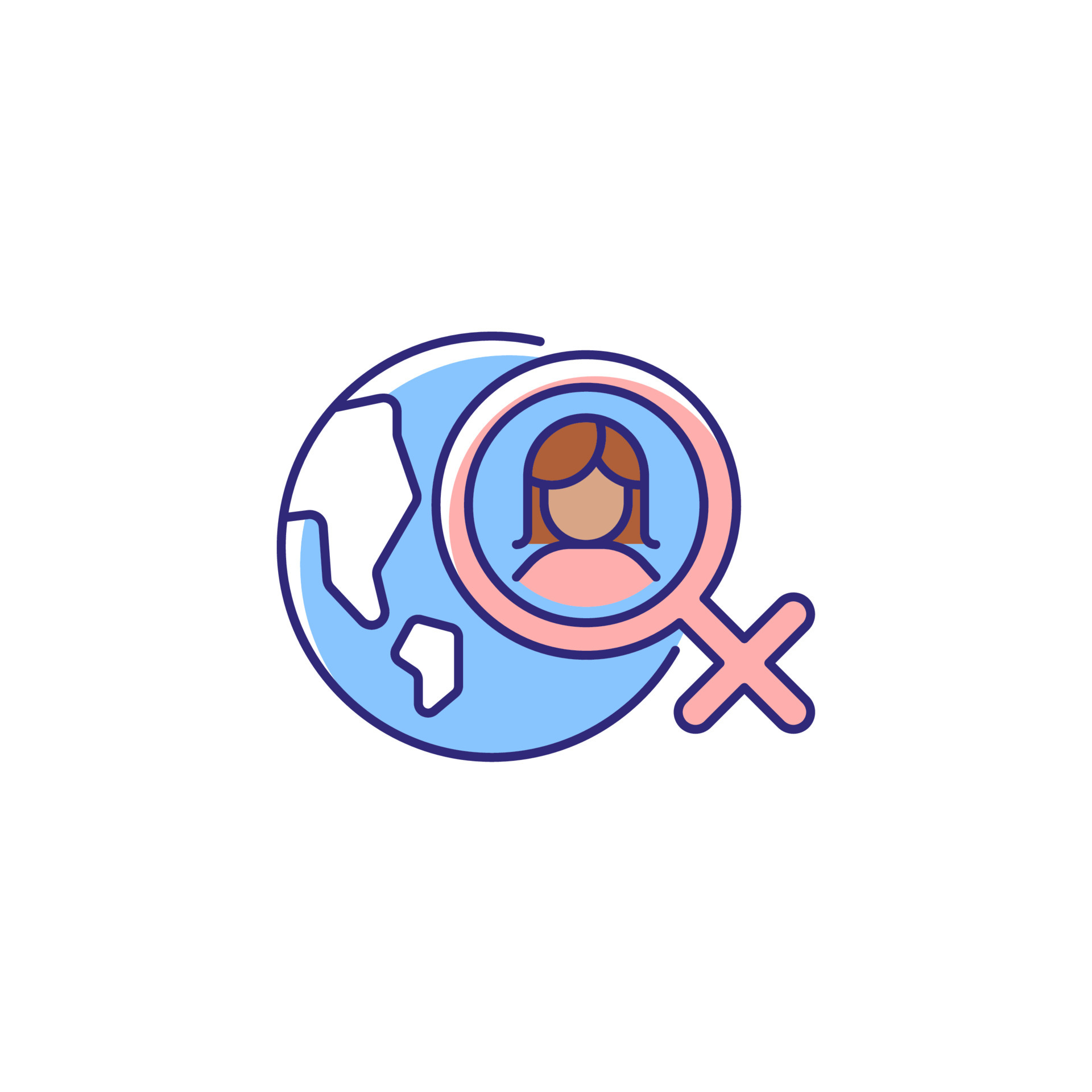Caroline Stearinlys Spytte Global feminism RGB color icon. Achieve gender equality around world. Women  rights movement across globe. International feminist organization. Isolated  vector illustration. Simple filled line drawing 4526852 Vector Art at  Vecteezy
