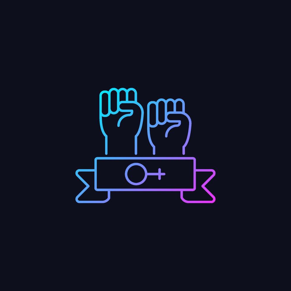 Women community gradient vector icon for dark theme. Support equal rights for women. Feminist solidarity. Thin line color symbol. Modern style pictogram. Vector isolated outline drawing