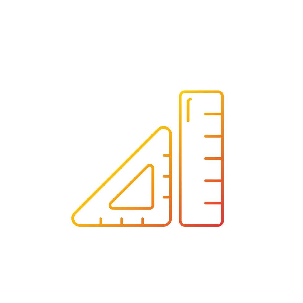 Ruler gradient linear vector icon. Device for geometry class. Tool for drawing straight lines, measuring length. Thin line color symbol. Modern style pictogram. Vector isolated outline drawing